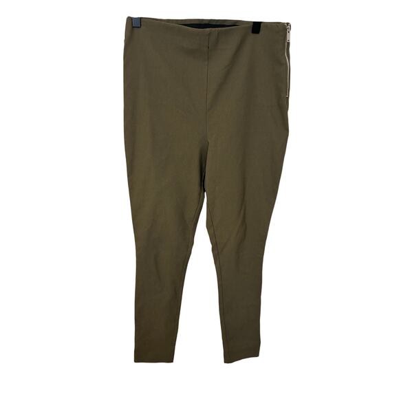 Jules and Leopold Ponte Olive Green Pull On Stretch Casual Ankle Pants Business - Picture 1 of 5